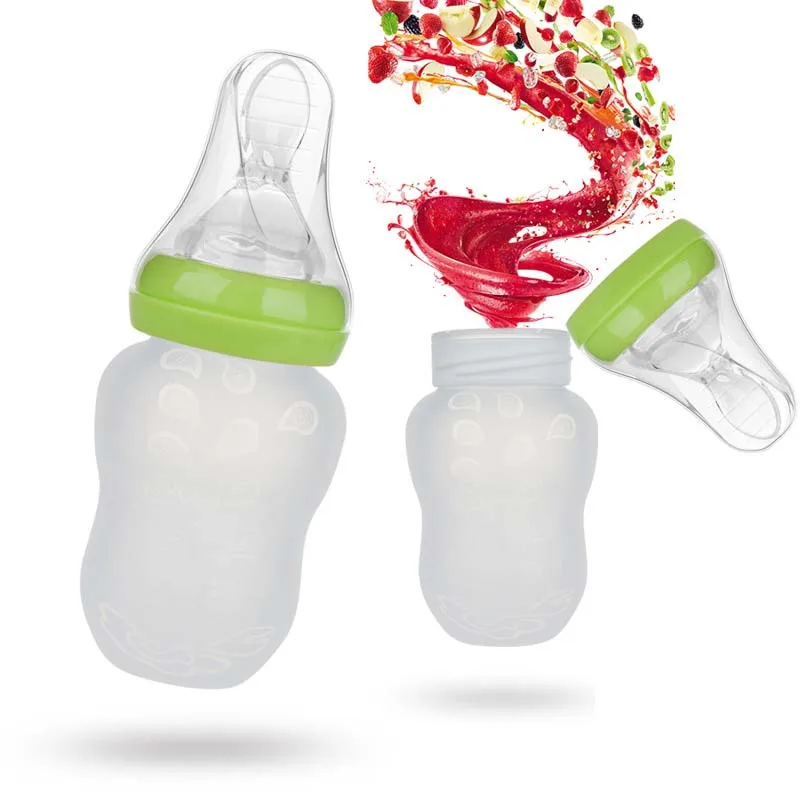 180 ML 2v1 Baby Steklenice In Hranjenje Žlico Silikonski Baby Hranjenje Pokal Baby Steklenica za Vodo otroci zdravstvene Nege Steklenice z 2ps Nibbler