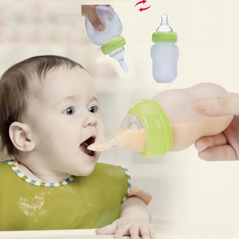 180 ML 2v1 Baby Steklenice In Hranjenje Žlico Silikonski Baby Hranjenje Pokal Baby Steklenica za Vodo otroci zdravstvene Nege Steklenice z 2ps Nibbler