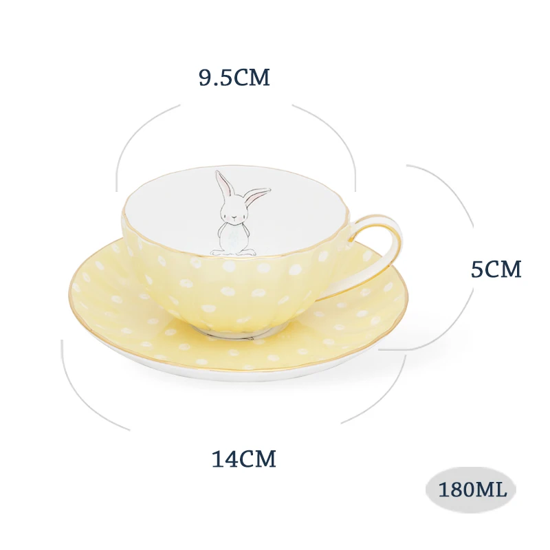 180 ml Britanski Stil Bela Pika Ljubko Malo Zajec Kave Vrč kozarec in Krožnik Set Keramičnih Kosti Kitajske Mleka v Espresso Skodelico z Žlico