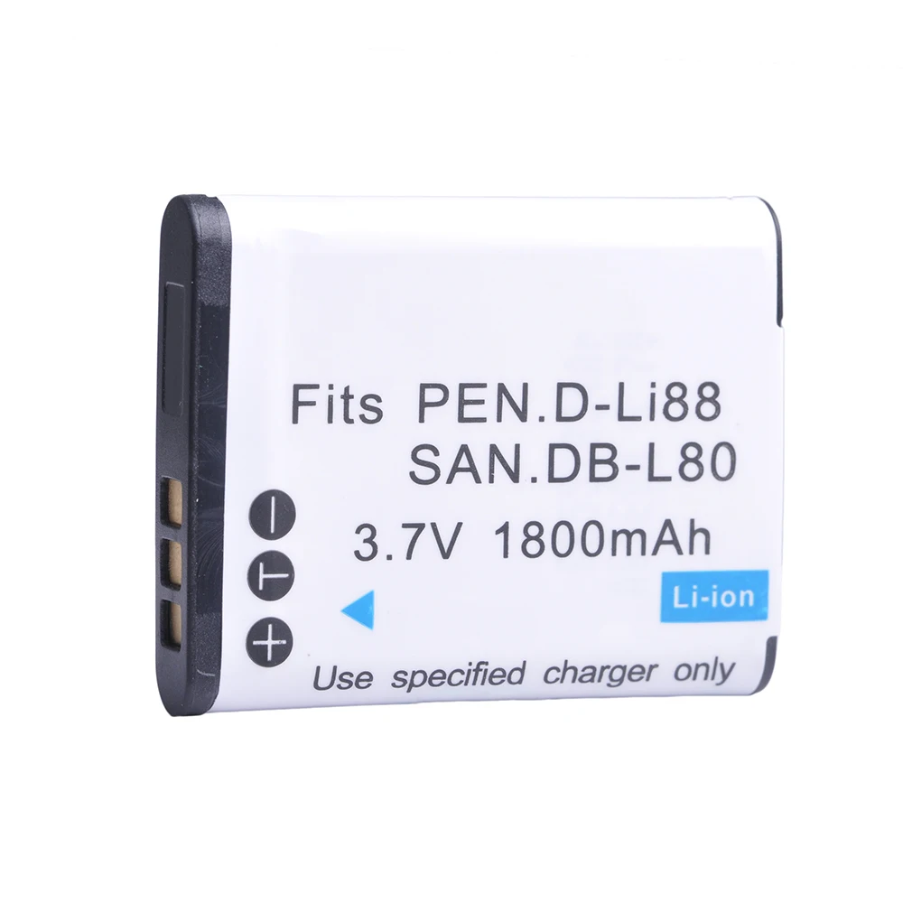 1800mAh D-Li88 DLI88 DB-L80 DBL80 Li-ionska Baterija za Pentax Optio H90 P70 P80 W90 WS80 in Sanyo Xacti DMX-CG11 VP Fotoaparati