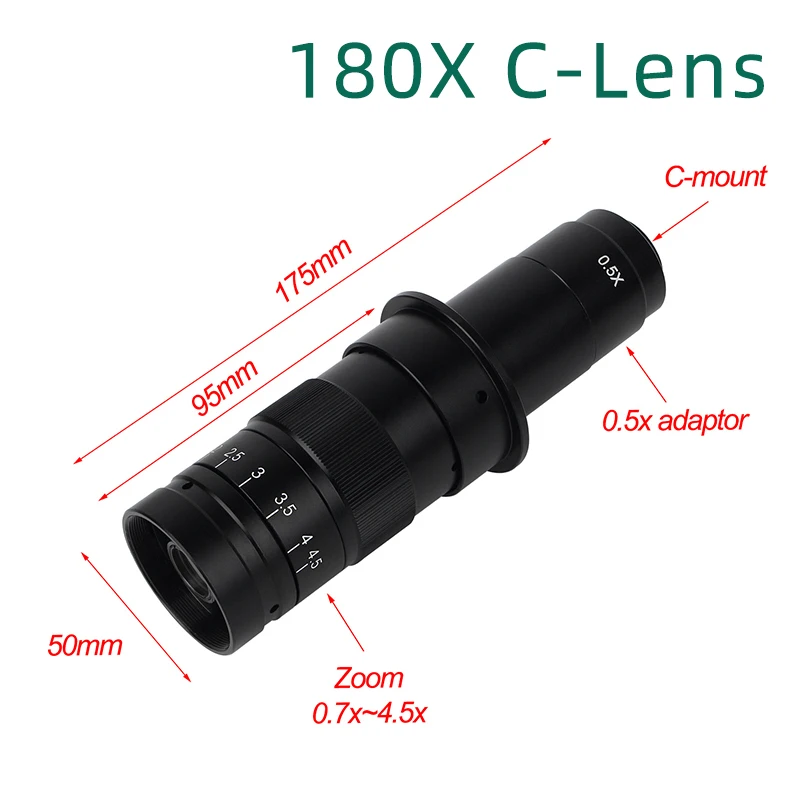 180X 130X Nastavljiva Povečava C-mount Objektiv Za 0,7 X~4,5 X Povečava 25 mm Za HDMI USB Industriji Video Kamera Mikroskop 110V 220V