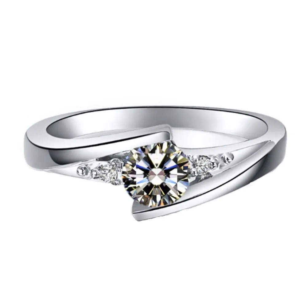 1CT 925 Obroč Star Briljantno SONA Predlaga Simulacijo Diamant Prstan Posla Za Ženske Sterling Srebrni Nakit 18K Belim Zlatom Obroč