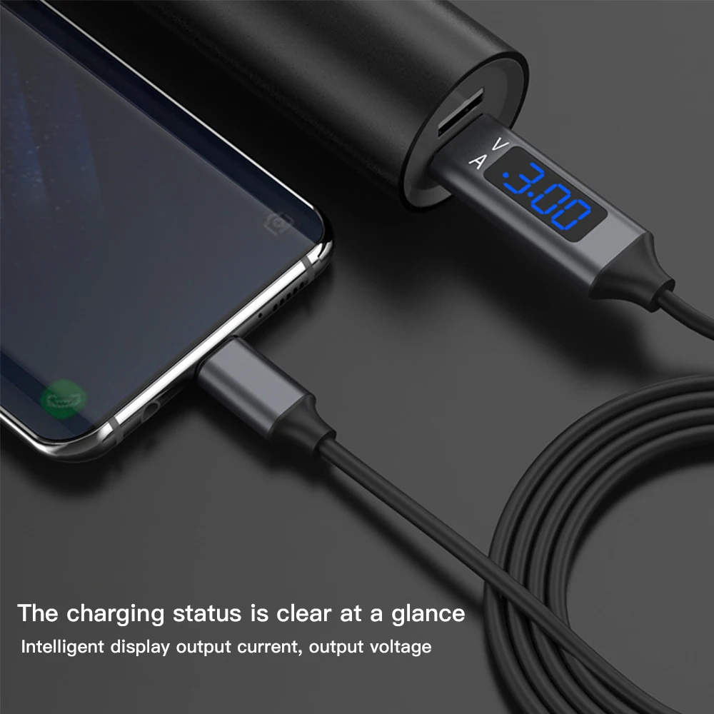 1M Hitro Polnjenje USB 2.0 USB Tip C Kabel , Napetosti in Toka Prikaz Podatkov, Sinhronizacijo USB-C Kabel za Xiaomi A1 Za Samsung S9 S10e