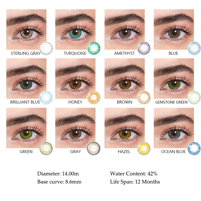 1Pair(2pcs) Barvne Kontaktne Leče Modra Treh Ton Serije Turkizno Moda Oči Stike z Barvo Oči Kontaktne Leče Debelo