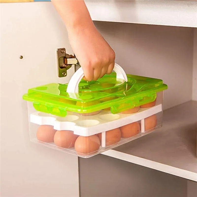 1PC Dvojno Plast Hladilnik Jajce Škatla za Shranjevanje Primeru Posodo 24 Jajca Imetnik Stackable Organizator Sveže Polje Kuhinjski Pribor