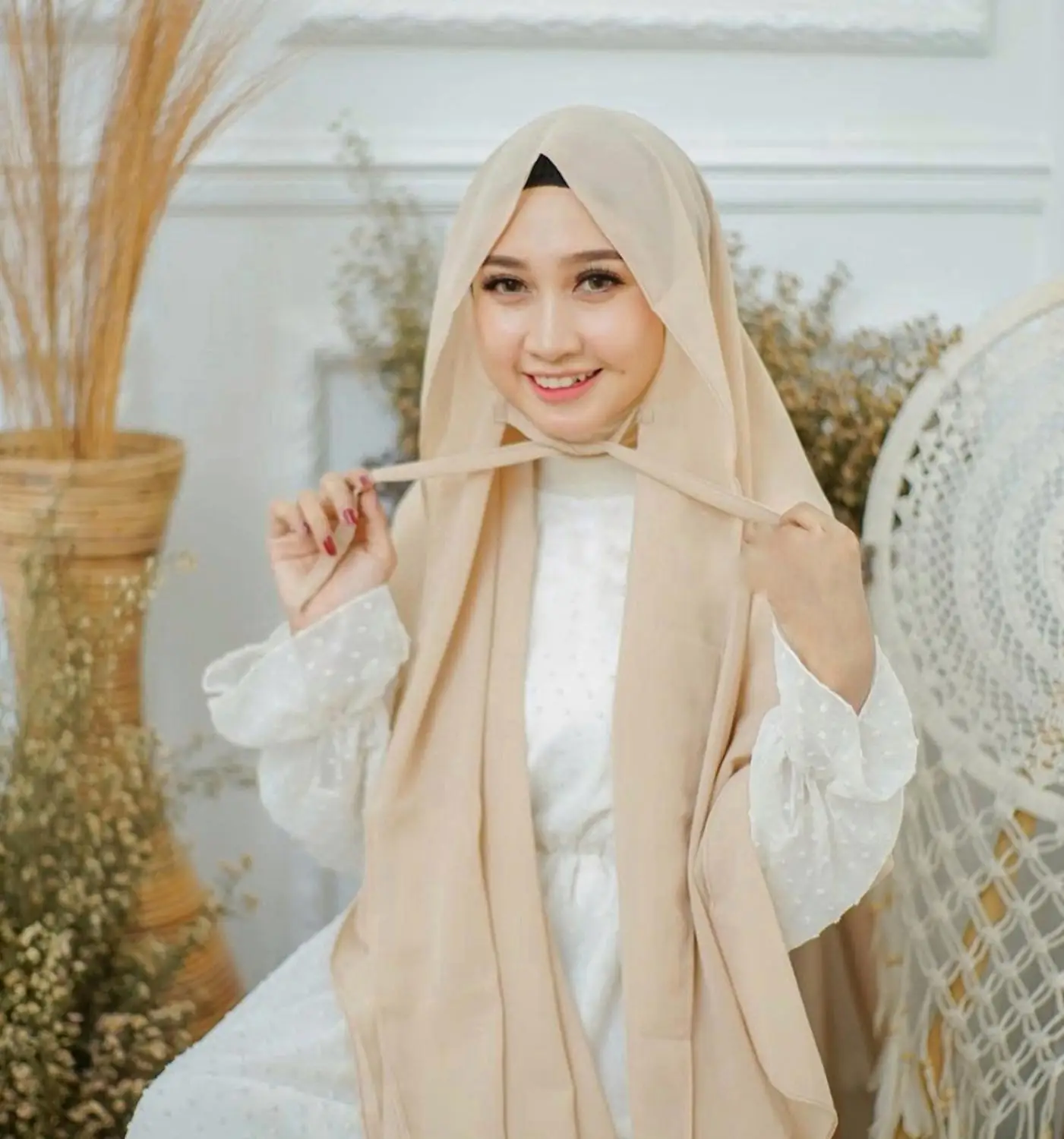 1pc Navaden Mehurček Šifon Z Vrvjo priročno Žensk Hidžab Zaviti Barva Muslimanskih Hijabs Šal Turbanet Headscarf