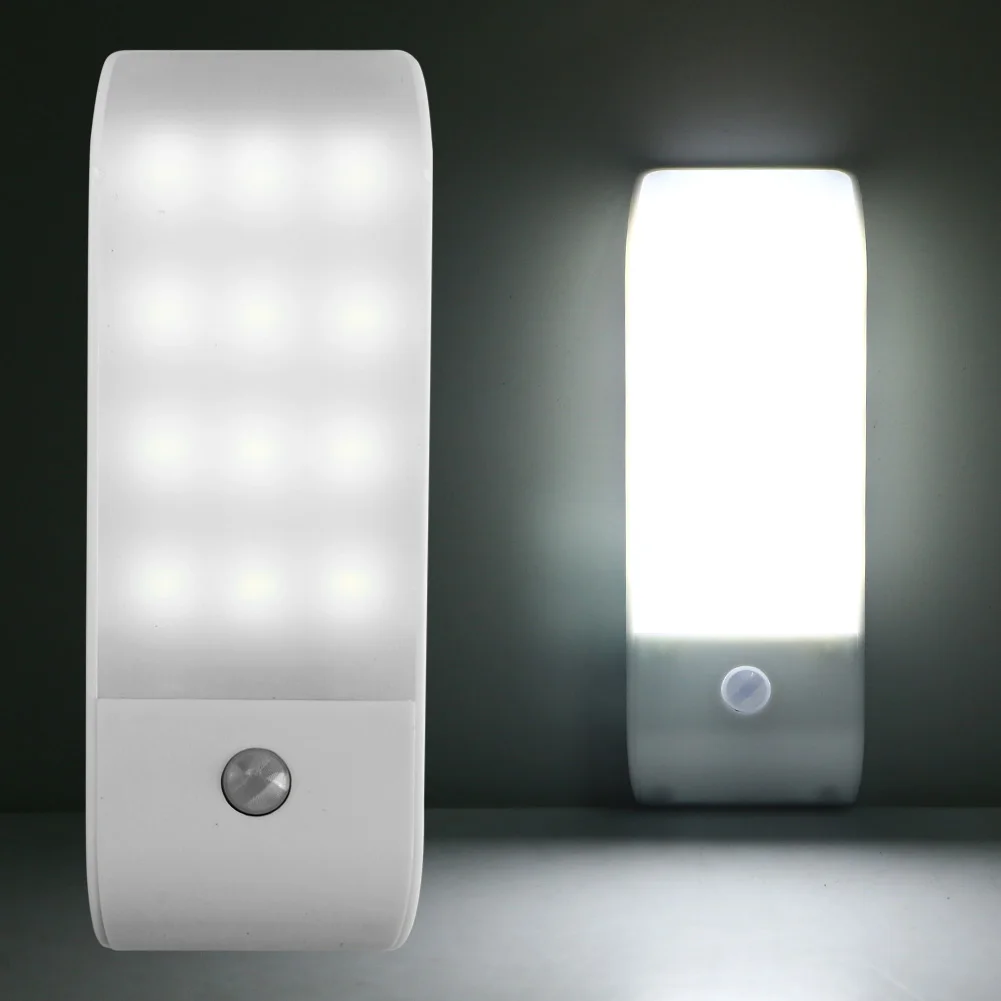 1pc Senzor Gibanja Ponoči Luči Pitne 12 LED Omaro Luči USB Polnilne Kabinet IR Ir Detektorja Gibanja Stenska Svetilka