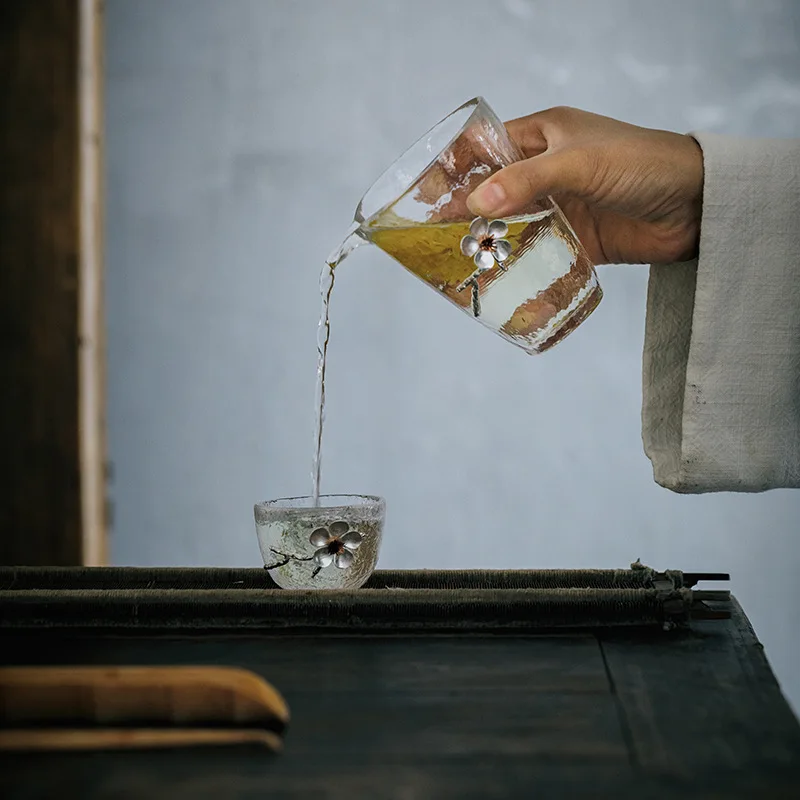 1pc Steklene Čajne Skodelice Kitajski KungFu Čaj Nastavite Porcelana Teacup Čaj pribor Puer pokal Tin sistem Majhnih Skledo Čaj Darilo