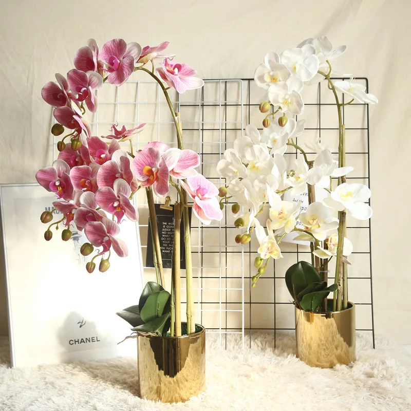 1PCs Phalaenopsis Umetno Cvetje Orhideja je Cvet Poročno Dekoracijo Umetnih Rastlin za Dom Hotel Urad za Dekoracijo