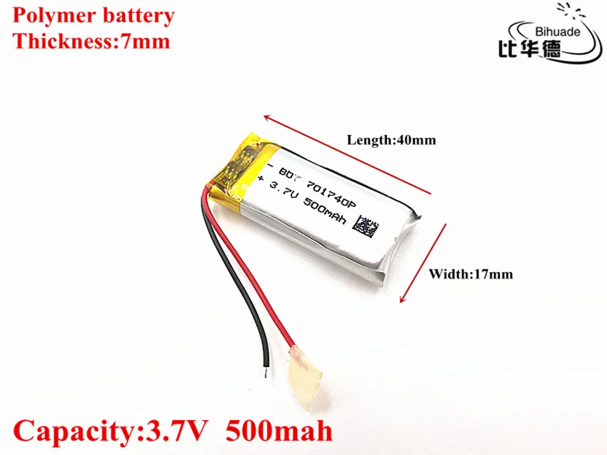 1pcs/veliko 3,7 V 500mAH 701740 Polimer litij-ionska / Litij-ionska baterija za Polnjenje za DVR,GPS,mp3,mp4