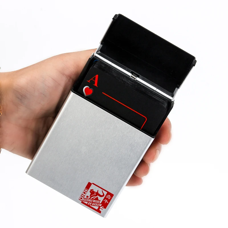 1pcs Črni Mat Plastičnih Kart za Poker Nepremočljiva PVC Igralne Karte z Aluminijeve Zlitine Polje