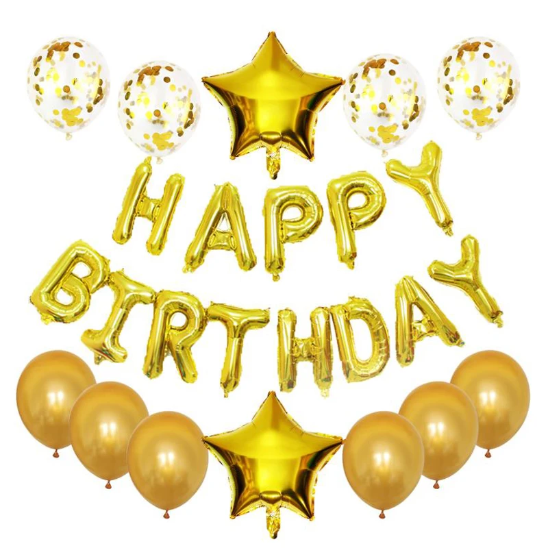 1set 16inch Happy Birthday Pismo Folija Baloni 12 rdeče zlato konfeti latex kroglice Rojstni Okraski otroci zraka globos