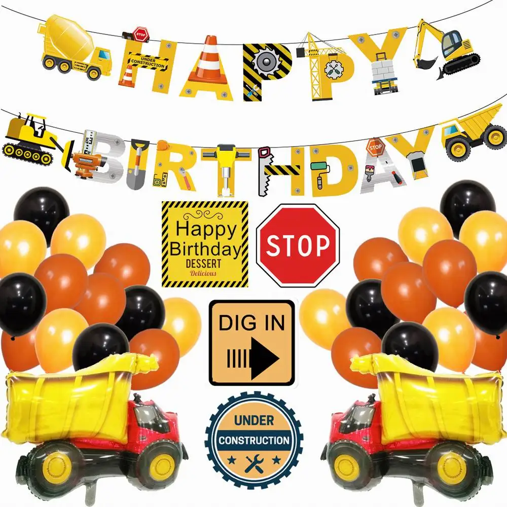 1Set Kopač Napihljivi Baloni Gradnje Traktor Žogo Tovornjak Vozil Transparenti Baby Tuš Otroci Fantje Rojstni dan Dobave