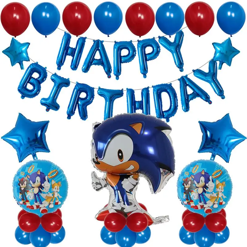 1set Risanka Sonic Baloni WuKong Rojstni Dekoracijo 16inch Happy Birthday Pismo Napihljivi Otroci Igrače Zraka Globos