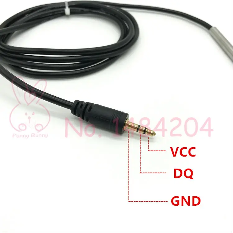 1x DS 18B20 Digitalni Temperaturni senzor 6 mm * 50 mm Sonda za 3,5 mm Audio Vtič Programabilni Nepremočljiva ds18b20 1,5 m PVC Črno Žico