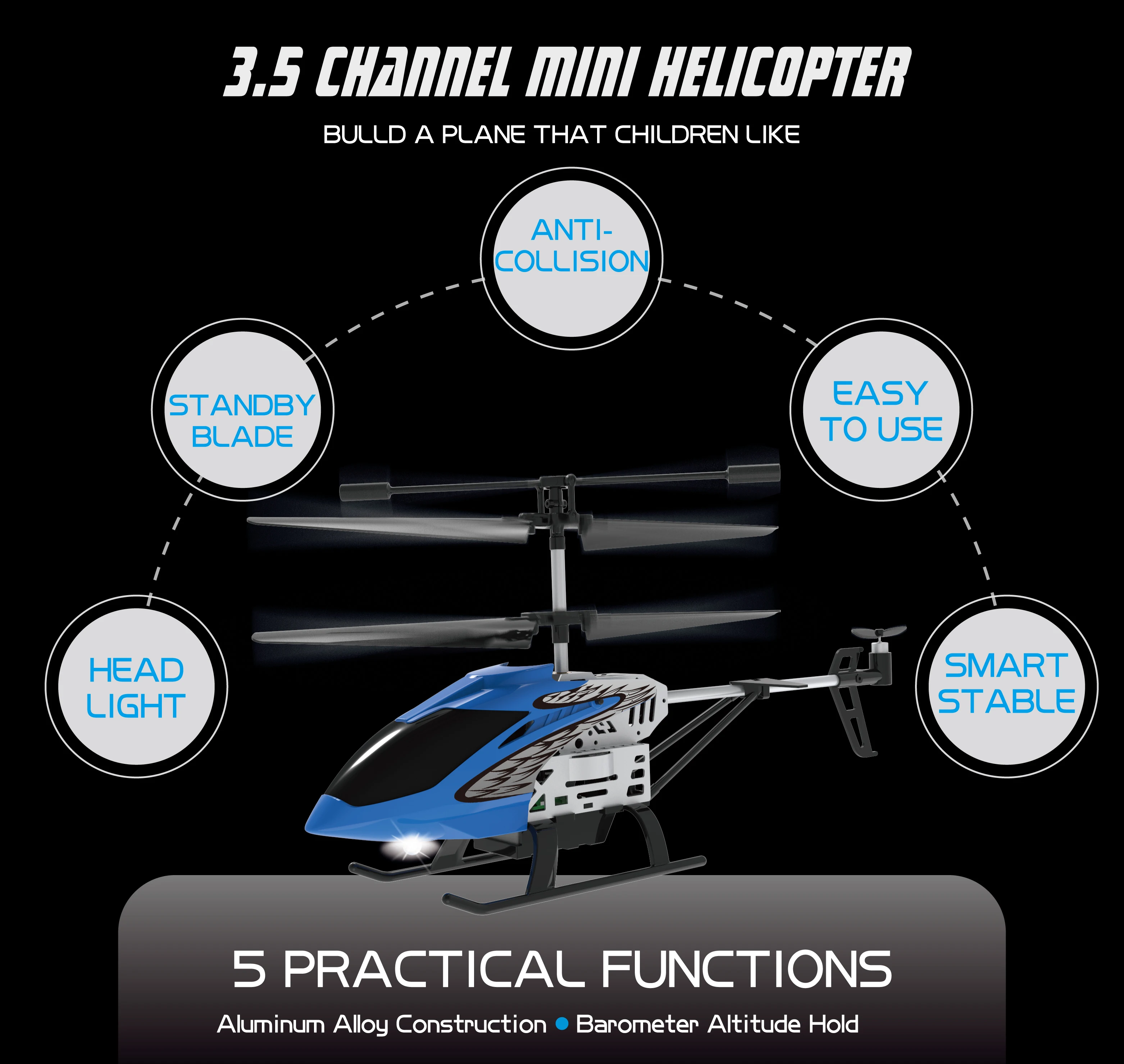 2.4 G RC Helikopter z LED Luči, Radio Nadzor Letalo drone Fiksna višina Obdavčljivega Zlitine ABS Quadcopter Igrače za otroke