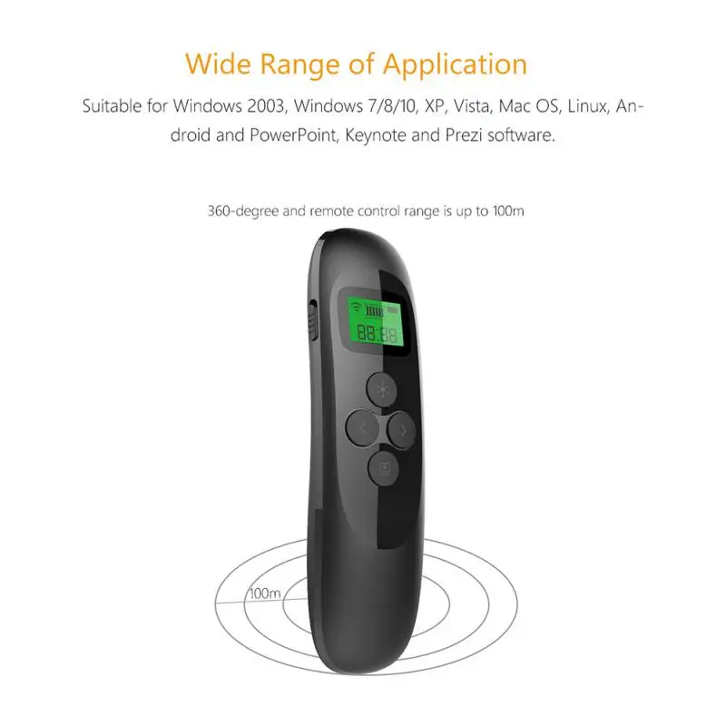 2,4 GHz USB Wireless Presenter Laser flip pero Predstavitev Daljavo z LCD Zaslonom Brezžični Točke PPT Daljinski upravljalnik Polnilna