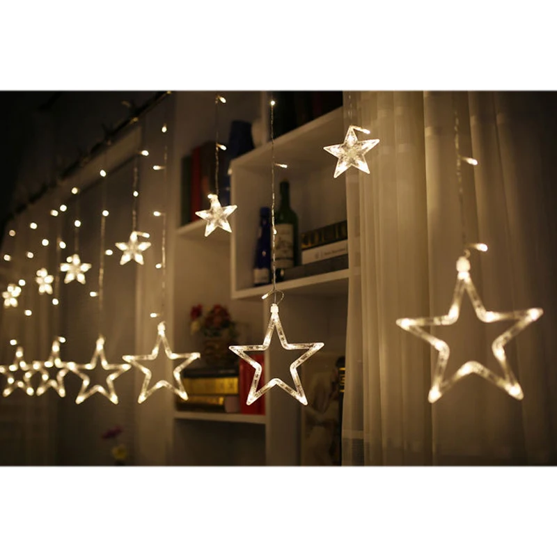 2,5 M Božič Luči Star LED Zavese Niz Luči 220V Romantične Pravljice Svetlobe Počitnice Poroko Garland Stranka Dekoracija Razsvetljava