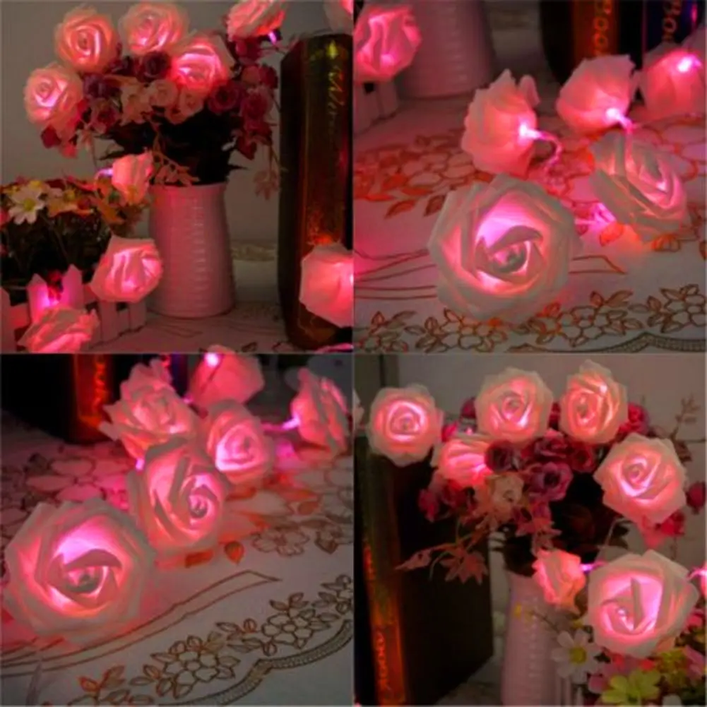 2,5 M LED Garland Umetno Šopek rož Niz Luči Pene Rose Cvet Pravljice Razsvetljave Za Valentinovo, Poročni Božič Dekor