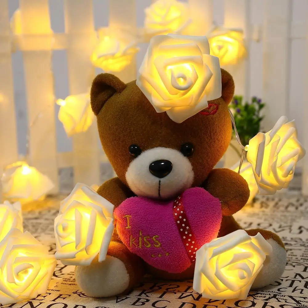 2,5 M LED Garland Umetno Šopek rož Niz Luči Pene Rose Cvet Pravljice Razsvetljave Za Valentinovo, Poročni Božič Dekor