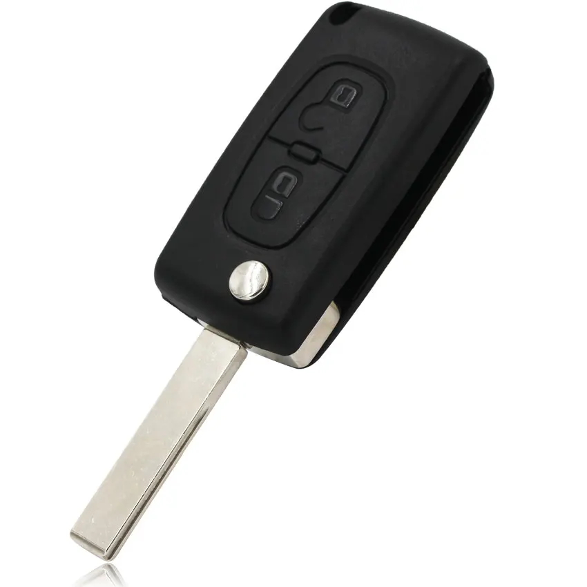 2 Gumb za popolno Popolno Flip Pametne Oddaljeni Ključ za Peugeot 307 433MHZ ID46 Čip 0536 Modeli do 20110416 HU83 Rezilo z Groove