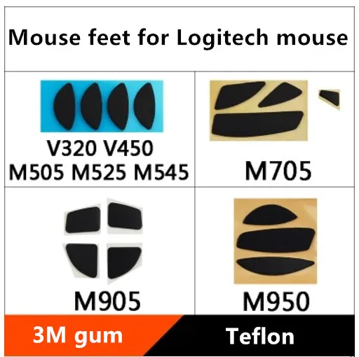2 kompleta/paket miško za noge logitech M950T/M905/M705/M505/M525/V320 TPFE miško rolerji