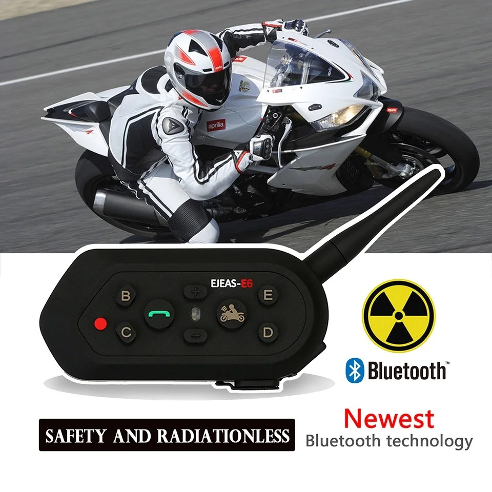 2 kos EJEAS V6 Motocikel Bluetooth Interkom Čelada Slušalke Zvočnik Moto Oprema 1.2 km IP65 Glasbe 2-Way Communicator