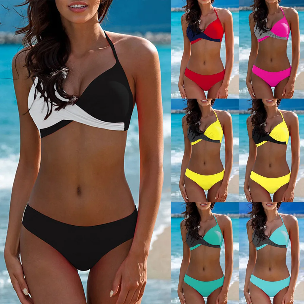 2 Kos Kopalke za Ženske do leta 2020 Push Up Prugasta Šport Bikini Plus Velikost Ženske Kopalke Monokini kopalke Plaža Obrabe Biquini XXL
