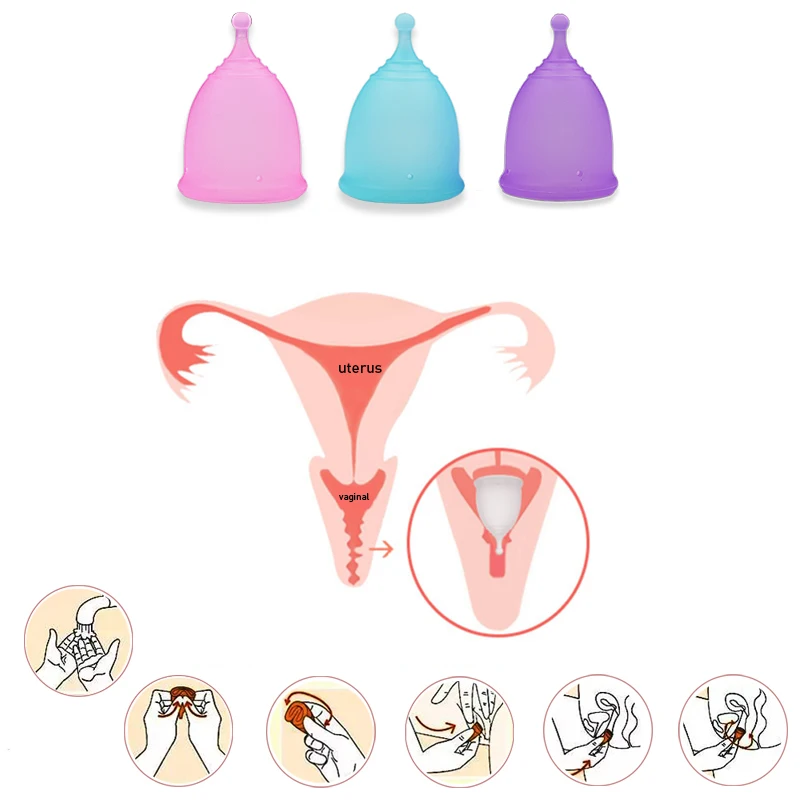 2 Kos Menstrualne Skodelice Sterilizator Pokal Za Ženske Menstrualne Coletor Menstrualne Pokal Copa Žensko Higieno Večkratno Uporabo Vaginalne Silikonsko Skodelico