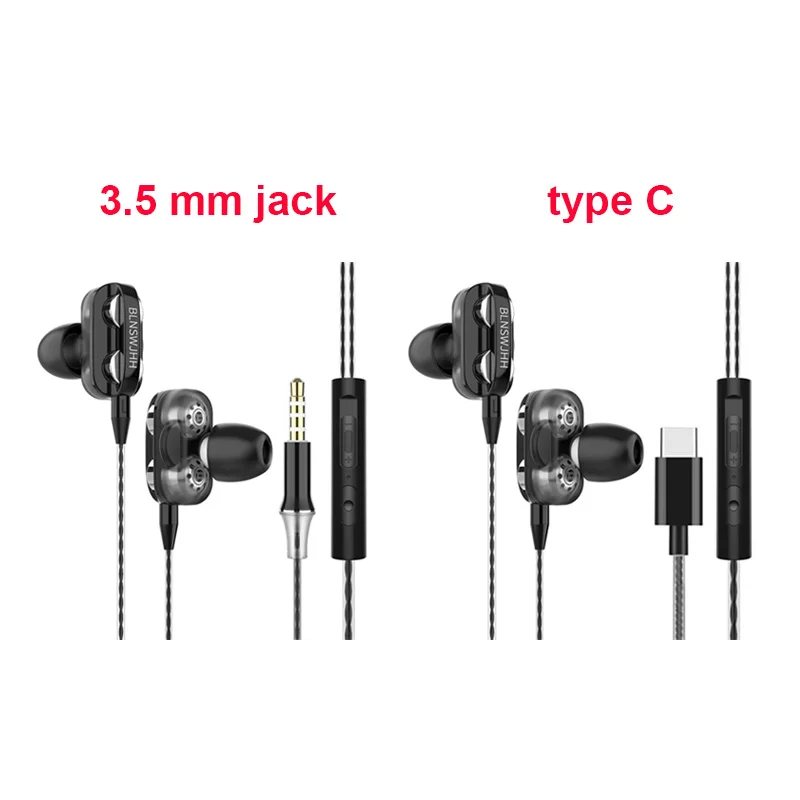 2 kos Slušalke 3.5 mm Tip C Slušalke in-ear Slušalke z Visoko Ločljivostjo glas, zvok fone de ouvido auriculares audifonos