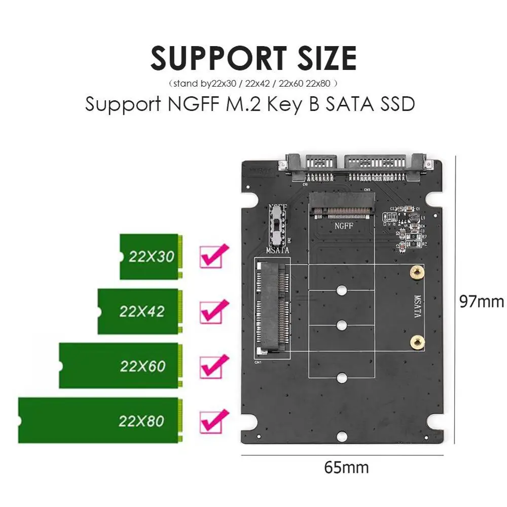 2 v 1, mSATA, da SATA NGFF M. 2 SATA3 Pretvornik vmesniško Kartico SSD ssd Disk za PC Računalnik