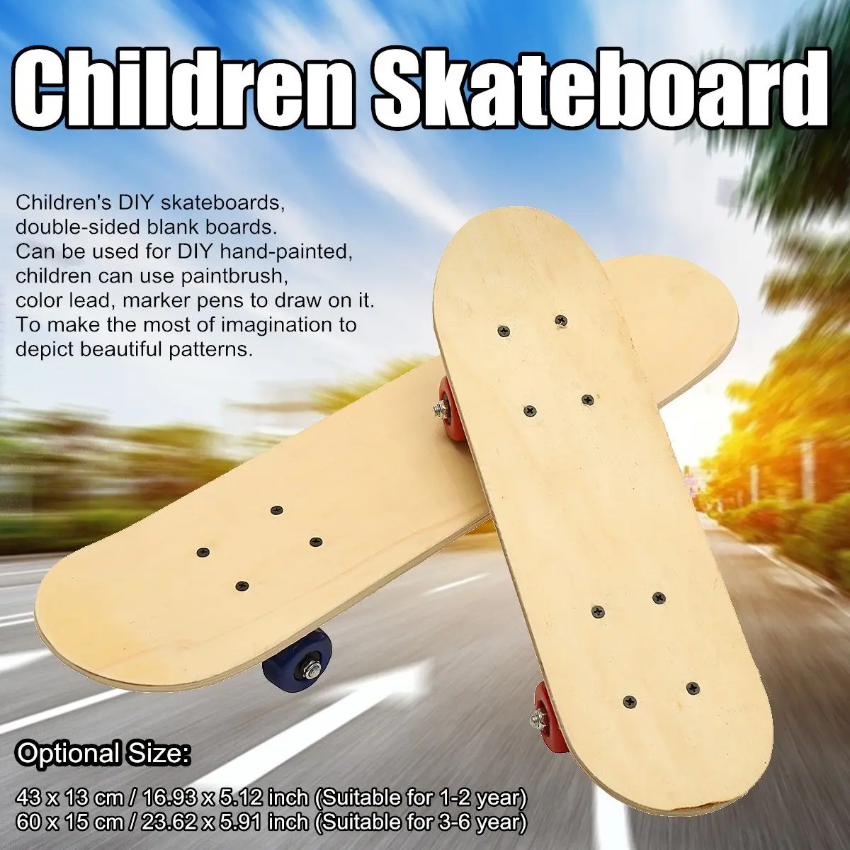 2 Velikosti DIY Skate Booard Dekoracija Plošče lahke Lesene Dvojno Rocker Rolko za Otroke Kitajski Maple Skatebooards