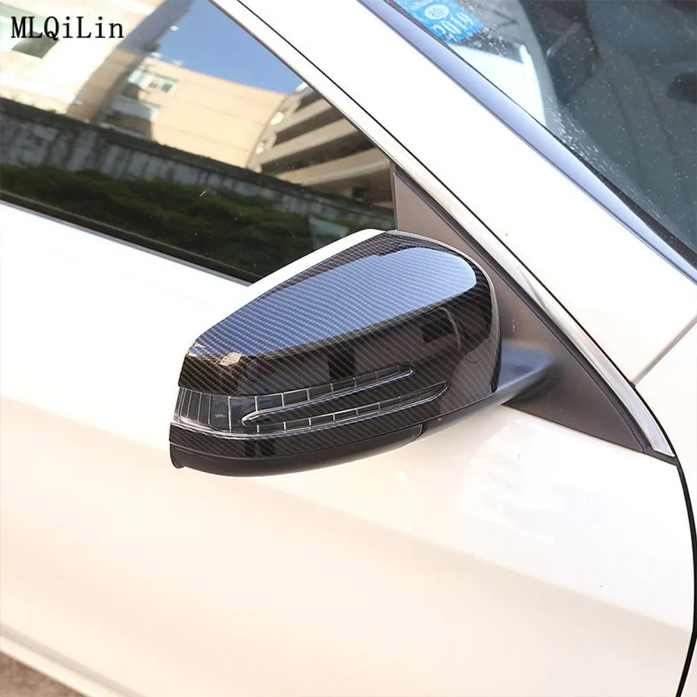 2 x Ogljikovih Vlaken ABS Chrome Stranska Vrata Rearview Mirror Skp Zajema Trim Za Mercedes Benz A CLA GLA GLK Razred W176 da w117 X156 X204