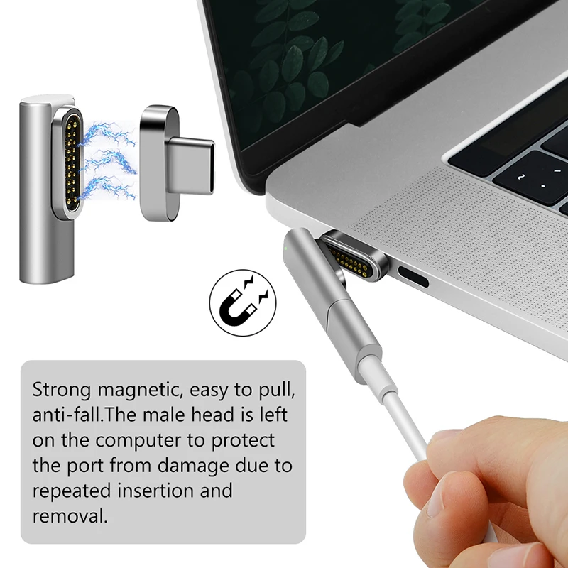 20 Bucike Magnetne USB Tip C Adapter USB 3.1 10 Gb/s PD 100W Hitro Polnjenje Tip C Priključek Združljiv z MacBook Pro/Pixelbook