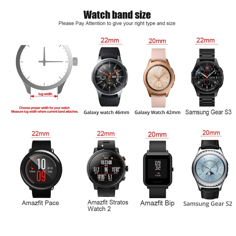 20 mm 22 mm Pravega Usnja Watch Band Za Amazfit Huawei Samsung Galaxy Watch Active2 46mm 42mm Prestavi S3 Trak Nadomestni Trakovi
