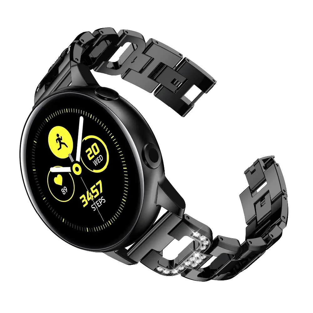 20 mm Watchband Za Samsung Galaxy Watch Aktivna 2 Nerjaveče Jeklo, Kovinski watchstrap Nosorogovo Zapestnica klasična zamenjava pasu