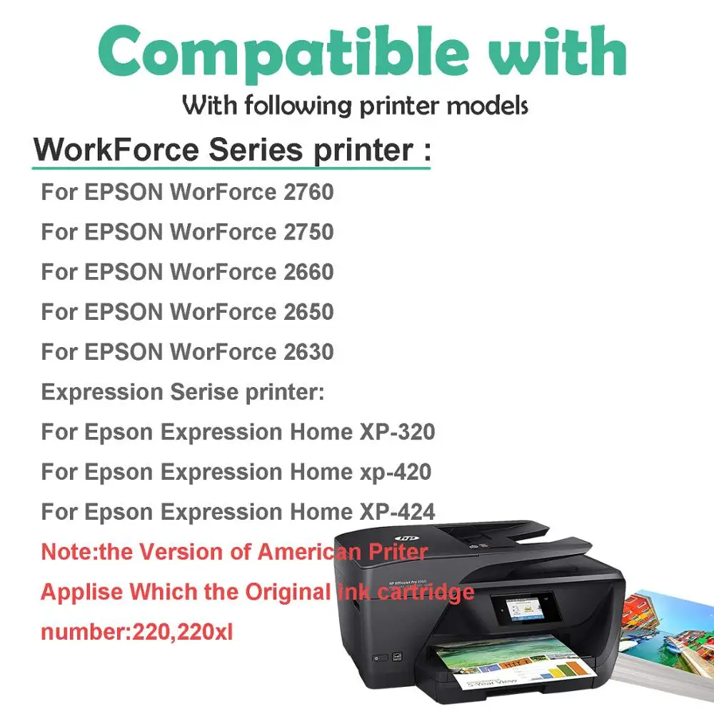 20 Pk Združljiv Epson T220 XL kartuša Za Epson WorkForce WF 2650 WF-2630 WF-2660 WF-2750 WF-2760 XP-320 XP-420 XP-424