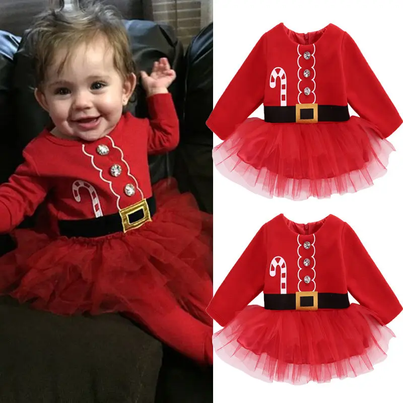 2016 Božič Otroška Obleka Princess Malčke Baby Girl Obleke Til Tutu Stranka Obleko Obleke Kostum 0-24M