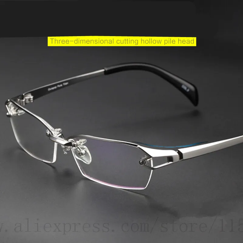 2017 Moda Čistega Titana rimless očala okvir blagovne Znamke oblikovalec Moških Očala, obleko obravnavi očala optične leče prescpriton