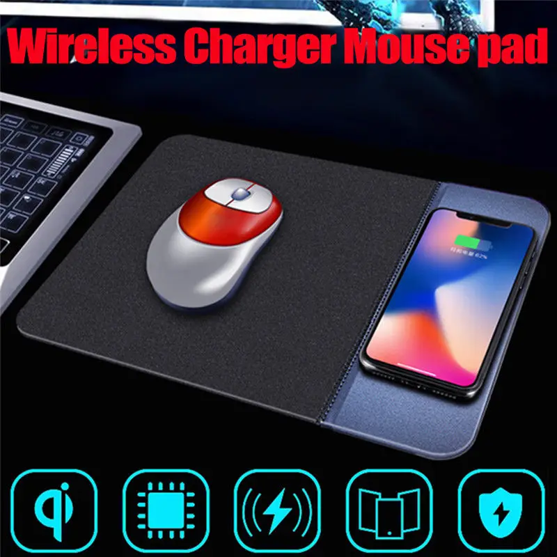 2018 Mobilni Telefon Qi Brezžični Polnilnik za Polnjenje Mouse Pad Mat PU Usnje Mousepad za iPhone X/8 Plus Samsung S8 Plus /Opomba 8