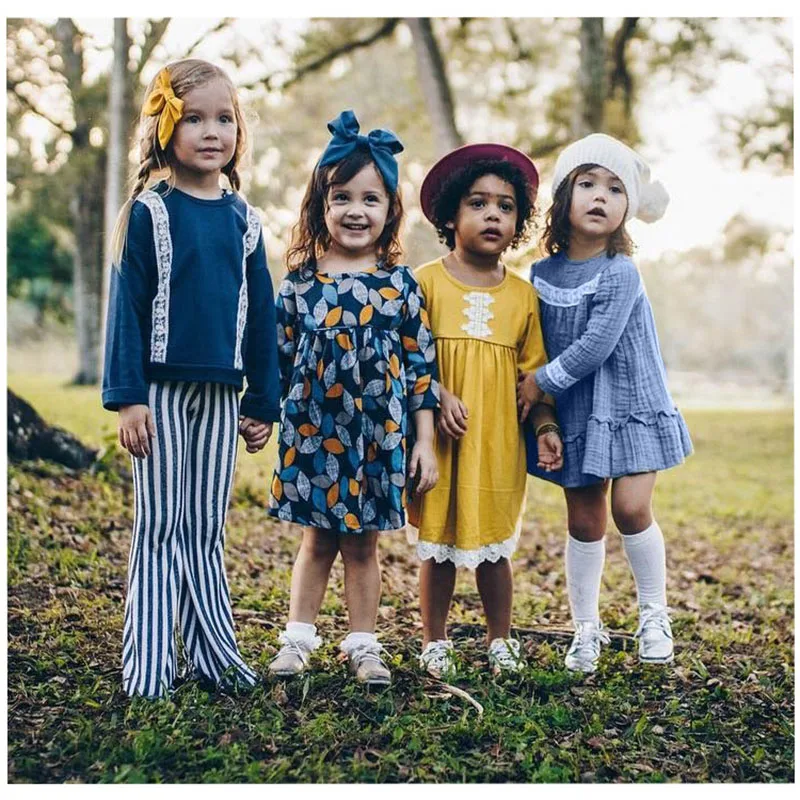 2018 Nove Dojenčka Otroci Čipke Obleko Baby Princesa Otrok Evropski in Ameriški Dekleta Obleko Bombaž