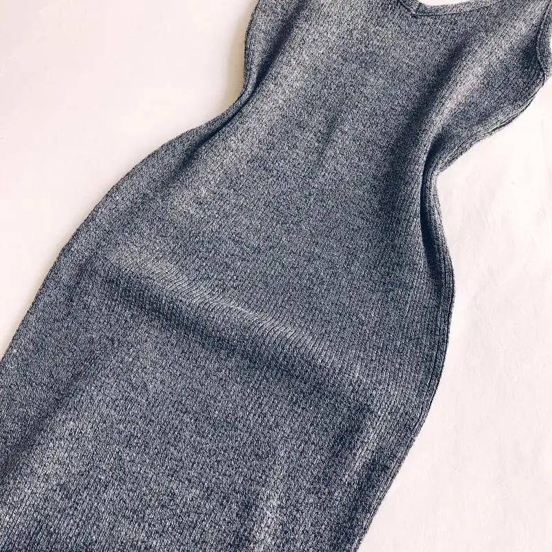 2018 nove modne ženske pletene obleke špageti trak Proti-vrat brez rokavov tesen seksi hip stretch plesti osnovne obleko