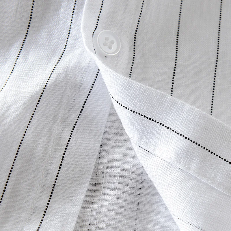 2018 Novo blagovno znamko moške perilo kratka sleeved črtasto majico svoboden priložnostne lanena srajca moški M-3XL poletje bele srajce moški camisa
