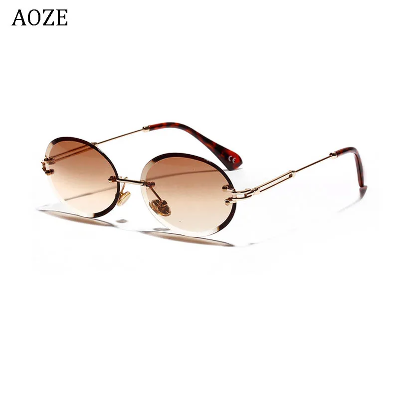 2019 AOZE Rimless ovalne Ženske sončna Očala Moških Gradient Pregleden sončna Očala Retro Visoke Kakovosti Očala UV400 Trendovska Moda