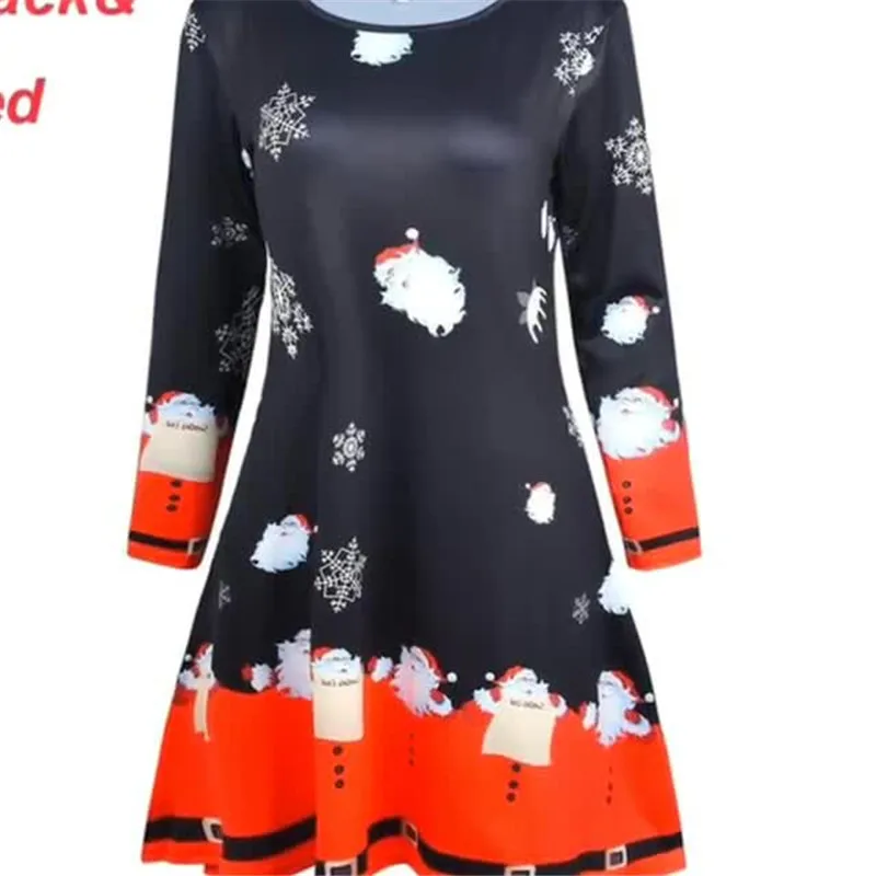 2019 Božič Obleko Ženske Dolg Rokav Sweet Oblačenja Plus Velikost Obleka Ženske Božič Jelena Obleke Velikosti 5XL Haljo Hiver Femme