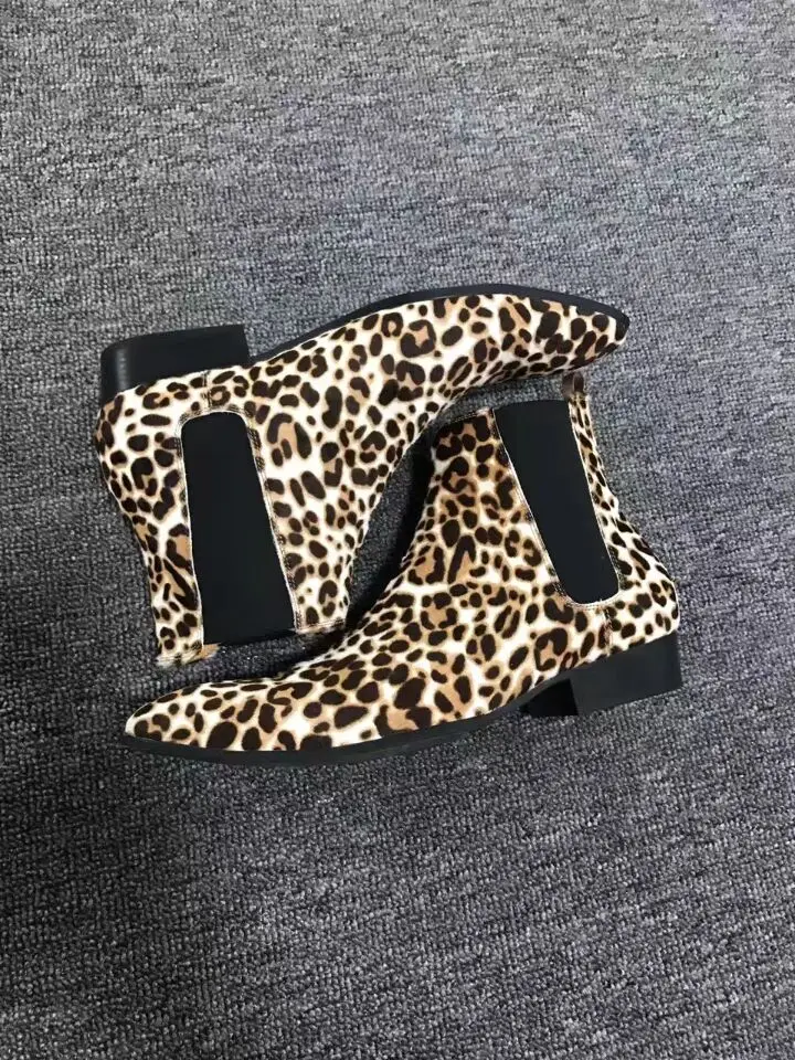 2019 FR.LANCELOT Luksuzne blagovne znamke leopard print čevlji pravega usnja, chelsea škornji tiskanja gleženj škornji moški novo modno oblikovanje čevlji