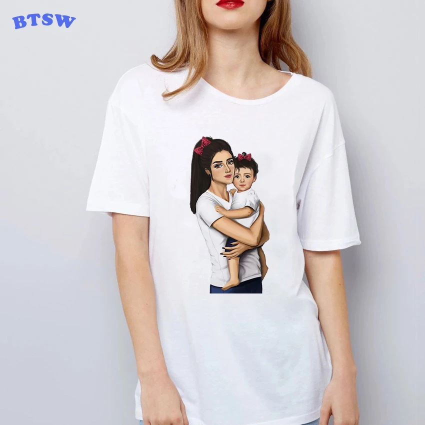 2019 Matere Festival Darilo Poletje Ženske Majice T-shirt Mama Z Lovely Baby Ženske Grafični T Shirt Tees Ženska Bela Tee Počitnice