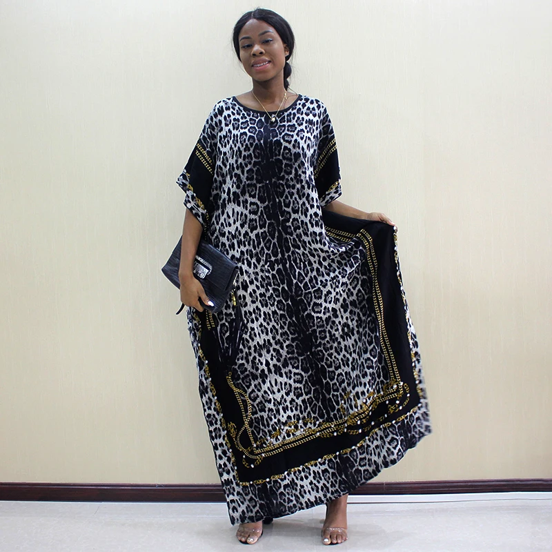 2019 Moda Dashiki Afriške Obleke Za Ženske Leopard Tiskanja Bombaž Dashiki Priložnostne Obleke