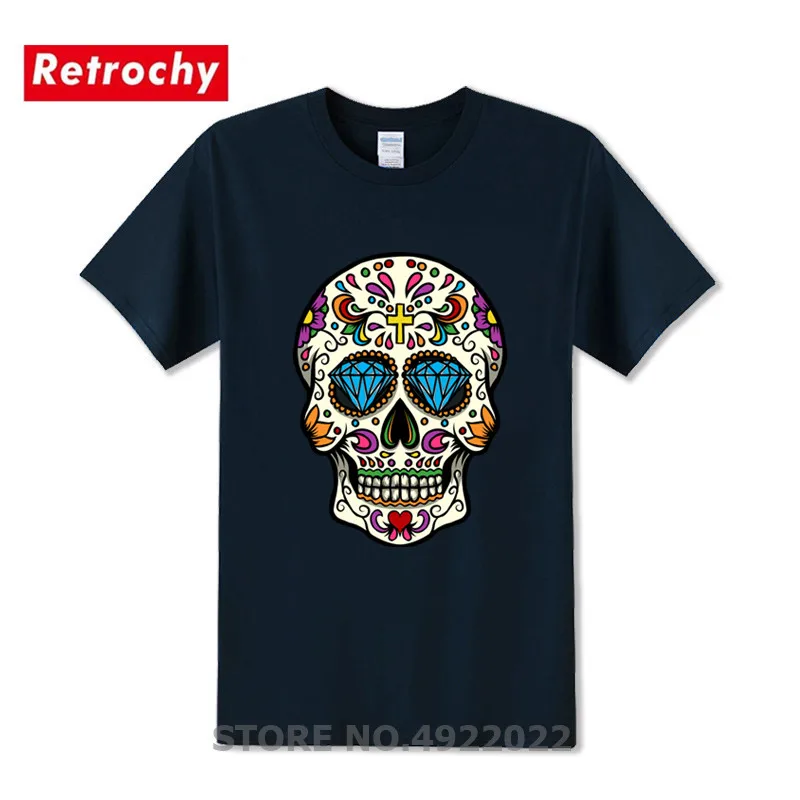 2019 Moda Poletje Mehiški Sladkorja Lobanje T Shirt Novih Moških Hipster T-shirt Klasično Lepi Fantje O-Vratu Kratkimi Rokavi Tshirt Bombaž
