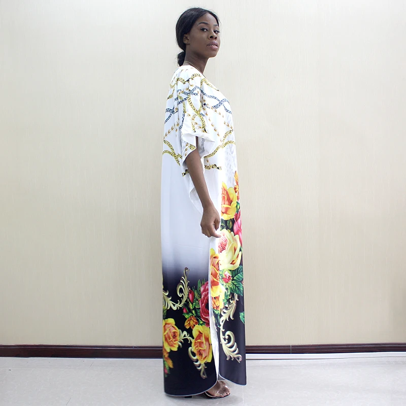 2019 Najnovejši Turistov Modno Oblikovanje Dashikiage Rože In Nakit Vzorec Tiskanja Črno Kratek Rokav Plus Velikost Obleke Za Ženske